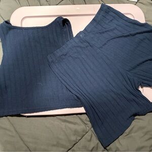 SHEIN Dark Blue Ribbed Jumpsuit